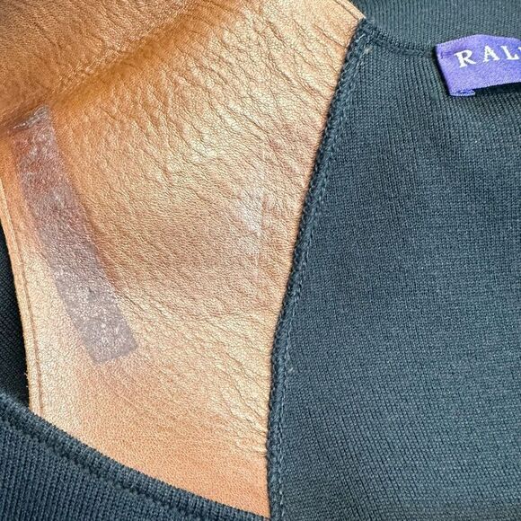 Ralph Lauren Collection Fall 12 Black Merino Wool Leather Trim Knit Sheath Dress - Picture 16 of 16